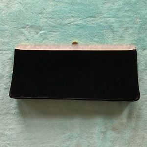 Vintage Velvet Pearlescent Handle Clutch Bag